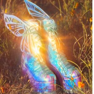 Holographic fairy wing boots